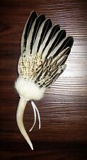NATIVE AMERICAN SMUDGE FAN Feathers Antler Ceremonial Prayer Offering Regalia   picture