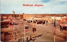Holbrook Arizona- c1950s Chrome Postcard- Route 66, Standard Oil, Coca Cola Flag picture