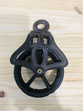 Rustic Pulley Cable Wheel Farmhouse Country Home Decor Cast Iron Hanging Barn  picture