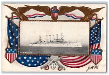 1908 U. S. S. Maryland Steamer Ship Patriotic Eagle Embossed Dover NH Postcard picture