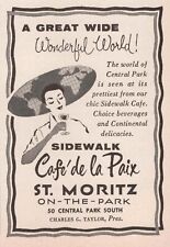 Sidewalk Cafe de la Paix St. Moritz on-the-Park, NYC, 1954 Print Ad picture
