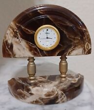 Vintage SEIKO Quartz Clock Brown Marble Tabletop Mantle  picture