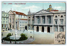 c1910 Municipal Square Lisboa COF Cancel on Front Portugal Antique Postcard picture