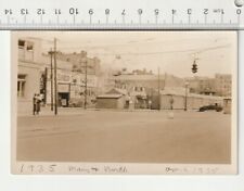 Vtg 1935 Photo New Rochelle NY Main street + North Auto shop Ferry sign old car picture