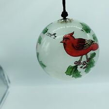 Chase International Painted Glass Christmas Ornament- Red Cardinal Bird 1992 picture