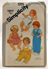 1981 Simplicity Sewing Pattern 5355 Babies Overalls Shirt Sundress+ 6 Mos 7804 picture
