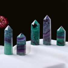 Natural Healing Rainbow Fluorite Quartz Obelisk  Stone Crystal Point Wand Reiki picture