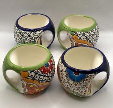 Talavera Mexican Folk Art Hand Painted Coffee Mugs-Set of 4 Lead Free Glaze picture