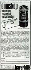 1972 Vintage Print Ad Haverhill's emoskop a complete vestpocket optical system picture
