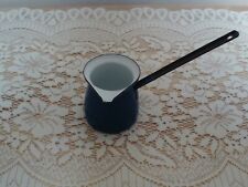 Vintage Enamel Ware Blue Dipper Butter Sauce Melting Warming Pot 1/2 Cup or 4 oz picture