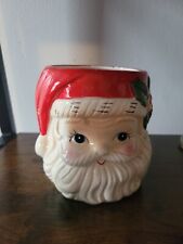 Retro Santa Claus Head Candy Container Trebor Hand Painted Pink Cheeks - VINTAGE picture