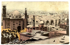 Cairo Egypt Antique Postcard 1900s Bird's Eye View Hand Colored Unused Divided picture