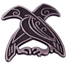 Huginn & Muninn Odin Ravens Raven Crow Runes Norse Viking God Celtic Enamel Pin picture