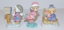 1999 SET OF 3 PRECIOUS MOMENTS MINIATURE HOLIDAY WINTER WONDERLAND FIGURINES picture