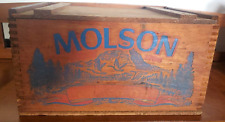 Old VTG  Molson Imported Canada Wooden Beer & Ale Bottle Crate Case Box picture