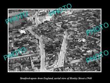 OLD LARGE HISTORIC PHOTO STRATFORD UPON AVON ENGLAND AERIAL VIEW HENLEY ST c1930 picture