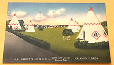 Orlando Florida Motel Wigwam Village HY. 441-92 & 17 Linen Postcard FL picture