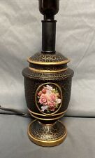 Vintage Florentine Style Hand Painted Boudoir Table Lamp Gold Gilt Flowers picture