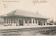 RPPC Postcard OH Massillon Ohio-B. & O. R.R. Train Depot-Real Photo-c1907 (D9) picture