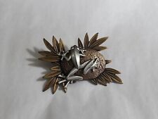 JJ Frog Brooch Pin Bronze and Gray Colored Metal picture
