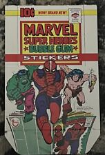 ORIGINAL 1976 TOPPS MARVEL SUPER HEROES STICKERS EMPTY WAX PACK DISPLAY Box Top picture