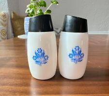 Vintage Corning Ware Blue Cornflower Salt And Pepper Shakers ~ Pyrex Milk Glass picture