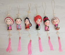Vintage Coloured Dolls 6 Ornament Decoration Made in People's Republic Of China picture