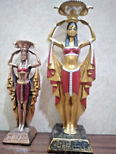 Set of 2 Isis ANTIQUE ANCIENT EGYPTIAN Statue Goddess Isis Head Candlestick picture