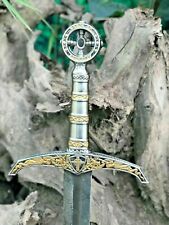 Handmade Damascus Steel Templar Knight/Holy Sword,Wood Handle,Leather Sheath. picture