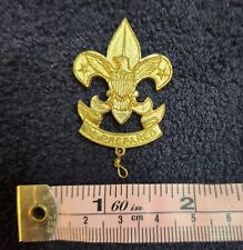 Boy Scouts of America Hat Badge 1st Class 1940s Vintage Eagle Gold Tone Rare picture