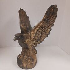 Vintage 80’s Cast Metal Bald Eagle Patriotic Bird Figurine Brass Color Hollow  picture