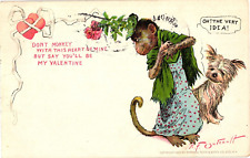 Anthropomorphized Monkey Dog Valentine's Artist Outcault Tuck's Postcard c1903 picture