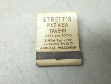 Streits Pine View Tavern Jerry Toots Augusta Wisconsin Vtg Advertising Matchbook picture