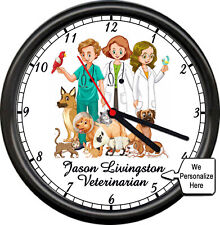 Personalized Veterinarian Dr. Vet Hospital Assistant Dog Cat Sign Wall Clock picture