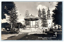 c1950's Kiosk Garden and Cathedral Zamora Michoacán Mexico RPPC Photo Postcard picture