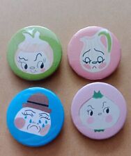 Vintage Inspired Pin Back Buttons Lot, Anthromorphic Onion Deforest Pottery picture