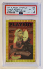 Pamela Anderson / Dan Aykroyd - 1995 Playboy Chromium Cover Card #98 PSA 8 NM-MT picture