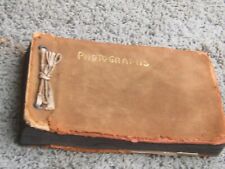 1920 era leather photo album with 30+ photos, S.S. FINLAND post cards, parades picture