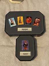 Vintage ~1996 Zippo Salutes Pinup Girls Four Seasons HP Chrome Zippo Lighter Set picture