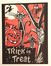 *Halloween* Postcard: Trick Or Treat On Halloween Vintage Image~Reproduction picture