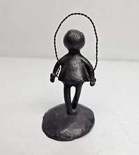 Vintage Pewter People By Hunter Figurine Sculpture Girl Jumping Rope Signed picture