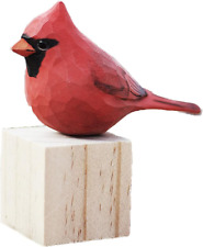 Nc Northern Cardinal Bird Ornament Hand Carved Painted Wooden Statues For Home D picture