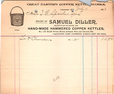 Samuel Diller Lancaster PA 1903 Billhead Copper Kettle Works Hammered Copper picture