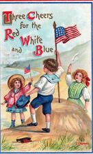 Chapman Signed Three Children Three Cheers For The Red White And Blue Postcard picture