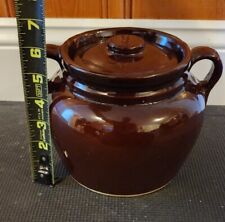 Vintage Stoneware Ceramic Bean Pot with Lid, Made In the USA picture