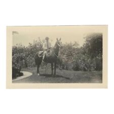 Vintage Snapshot Photo Man Riding Horses Horseback Lasso Photograph picture