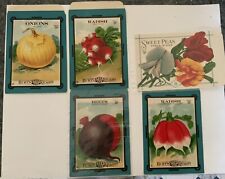 5 BURT’S SEED PACKETS VINTAGE 5 CENTS EMPTY LITHOGRAPHY INTEREST picture