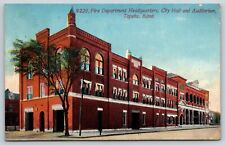Fire Department Headquarters City Hall Auditorium Topeka KS Postcard c1913 picture