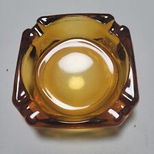 Vintage Mid Century Modern Amber Square Ashtray Retro Excellent Condition 3.5” picture