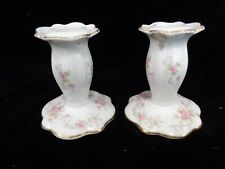 Vtg Pair Lefton Hand Painted Candle Holders - 1916 - Japan - Pink Roses picture